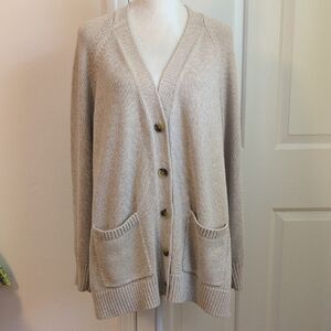 GAP Cream Cardigan Sweater with Ribbed Knit Texture